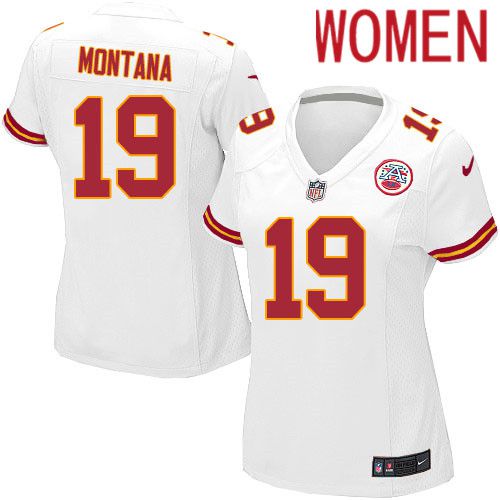 Women Kansas City Chiefs 19 Joe Montana Nike White Player Game NFL Jersey